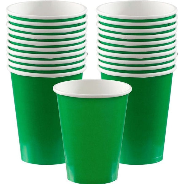 Festive Green Paper Cups, 9Oz.
