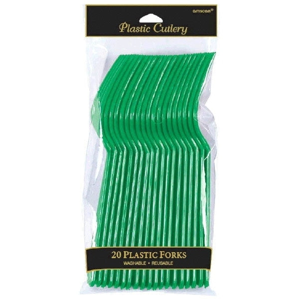 Festive Green Plastic Forks