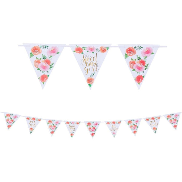 Floral Baby Pennant Banner