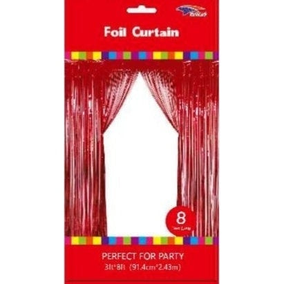 Foil Backdrop Curtain - 3' X 8' Red