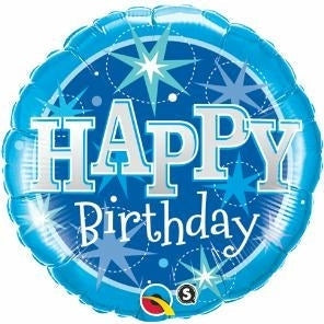 Foil Balloon - Birthday Sprkl Blue