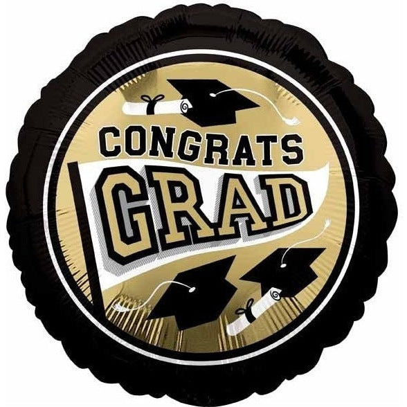 Foil Balloon - Congrats Grad Pennant Gold