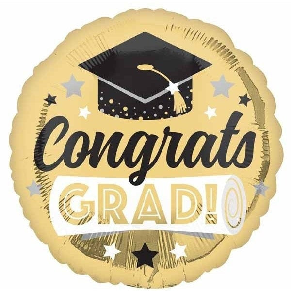 Foil Balloon - Congrats Grad Shiny Gold