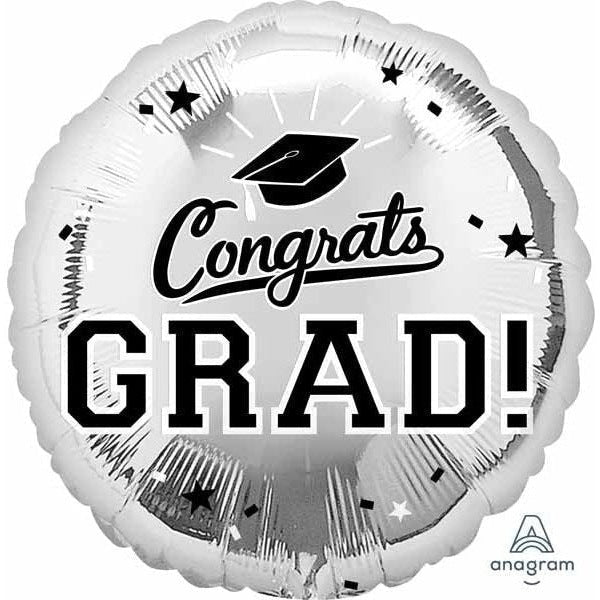 Foil Balloon - Congrats Grad Silver