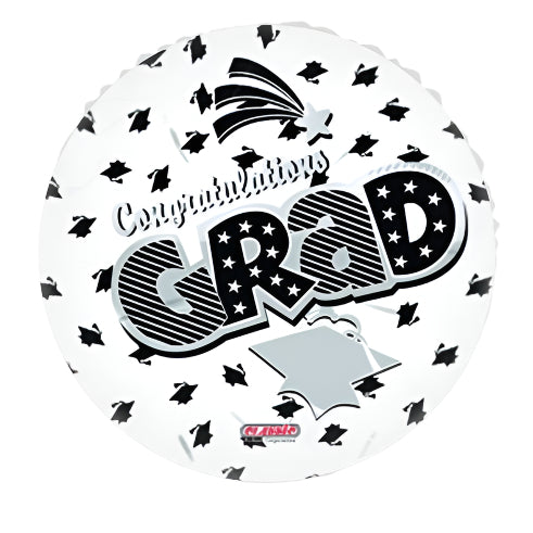 Foil Balloon - Congrats Grad White