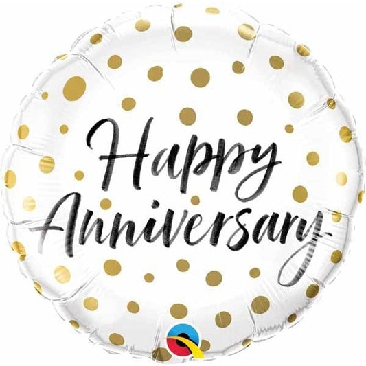 Foil Balloon - Gold Dots Anniversary