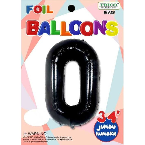 Foil Balloon - Jumbo Number 34" Black 0