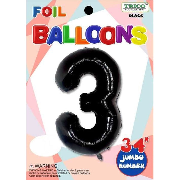 Foil Balloon - Jumbo Number 34" Black 3