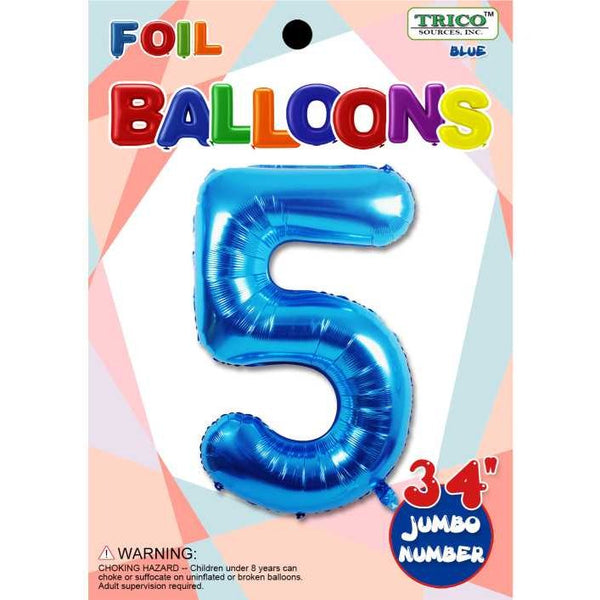 Foil Balloon - Jumbo Number 34" Blue 5
