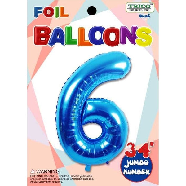 Foil Balloon - Jumbo Number 34" Blue 6
