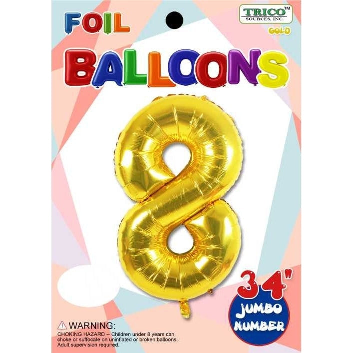 Foil Balloon - Jumbo Number 34" Gold 8
