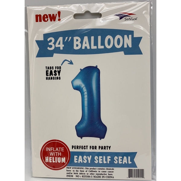 Foil Balloon - Jumbo Number Light Blue 1