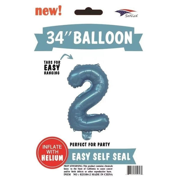 Foil Balloon - Jumbo Number Light Blue 2