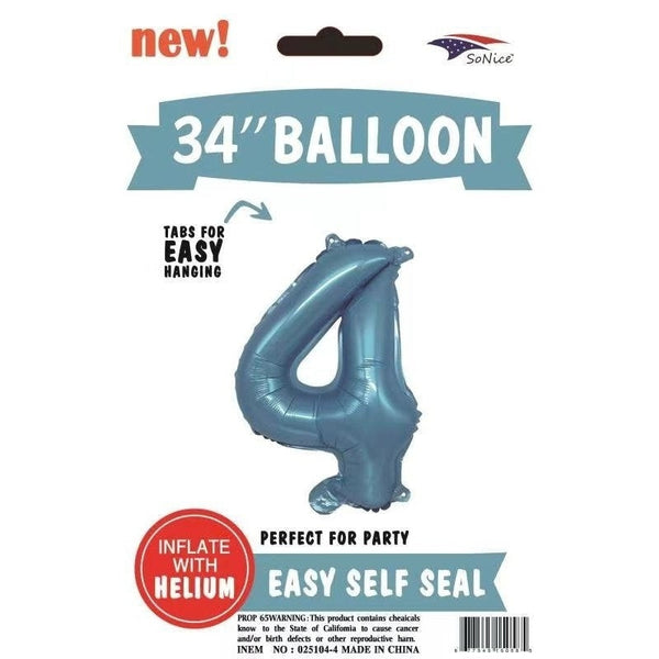 Foil Balloon - Jumbo Number Light Blue 4