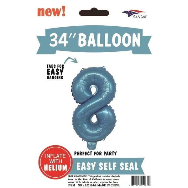 Foil Balloon - Jumbo Number Light Blue 8