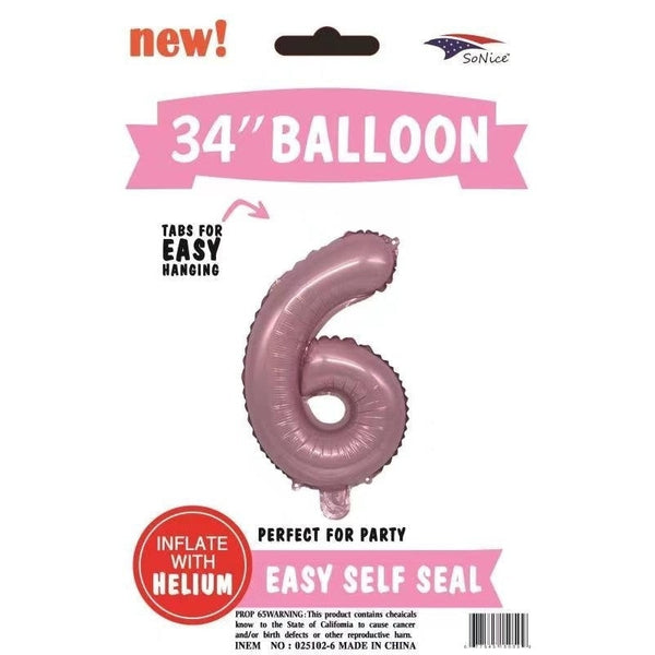 Foil Balloon - Jumbo Number Light Pink 6