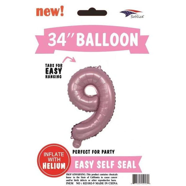 Foil Balloon - Jumbo Number Light Pink 9