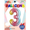Foil Balloon - Jumbo Number 34" Pastel Rainbow 3