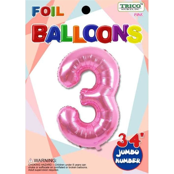 Foil Balloon - Jumbo Number 34" Pink 3