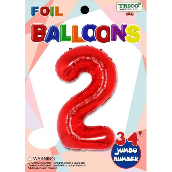 Foil Balloon - Jumbo Number 34" Red 2