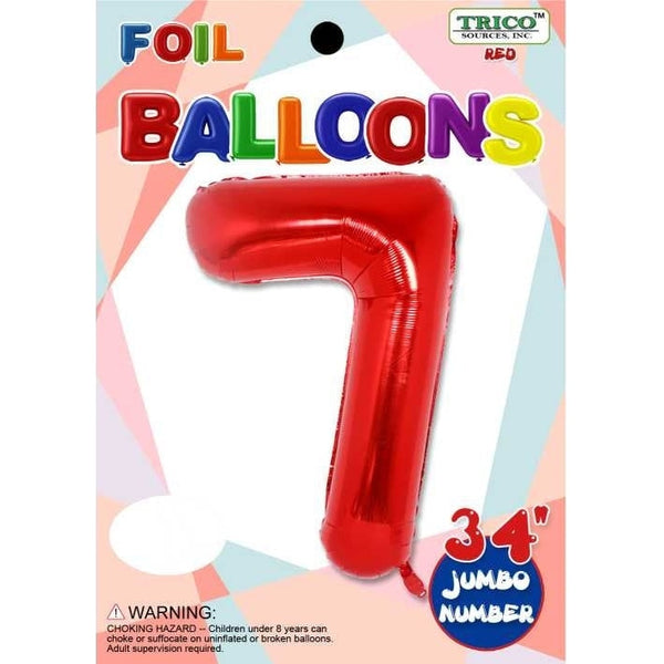 Foil Balloon - Jumbo Number 34" Red 7