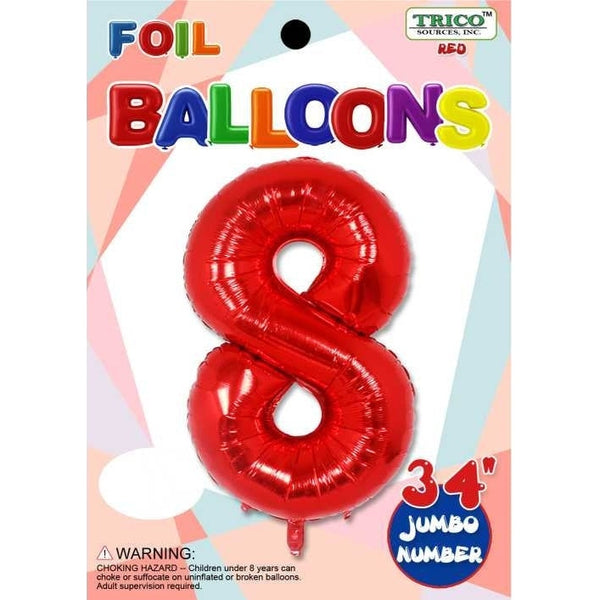 Foil Balloon - Jumbo Number 34" Red 8