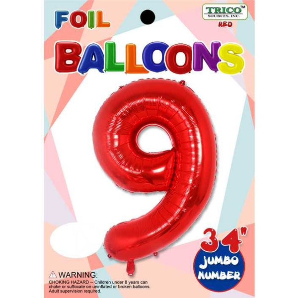 Foil Balloon - Jumbo Number 34" Red 9