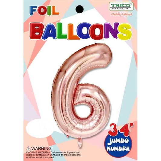 Foil Balloon - Jumbo Number 34" Rose Gold 6