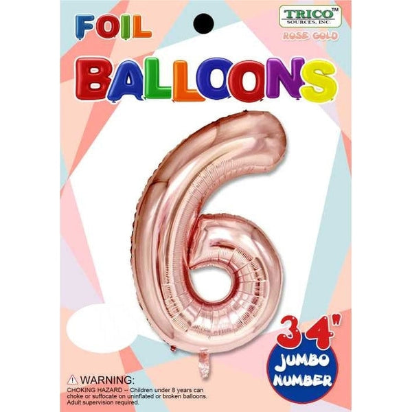 Foil Balloon - Jumbo Number 34" Rose Gold 6