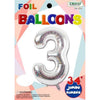 Foil Balloon - Jumbo Number 34" Silver 3