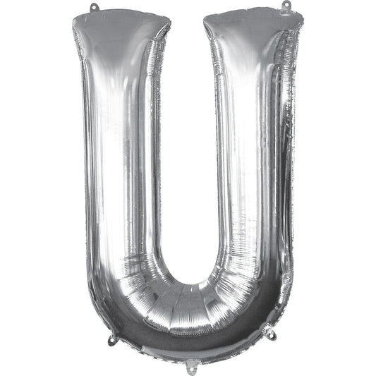 Foil Balloon - Jumbo Silver Letter U