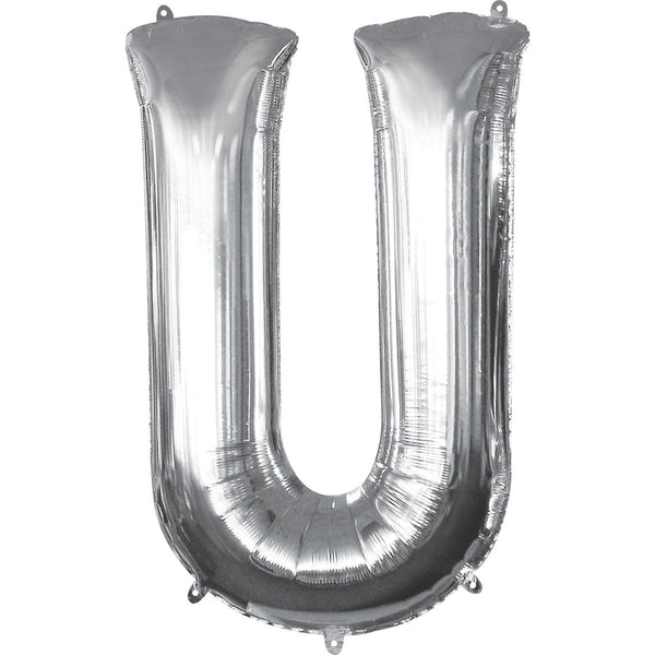 Foil Balloon - Jumbo Silver Letter U