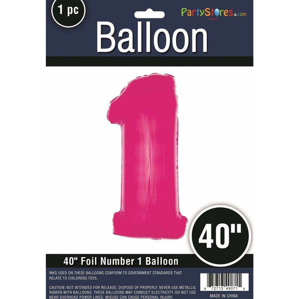 Foil Balloon - Jumbo Z Pink Number 1
