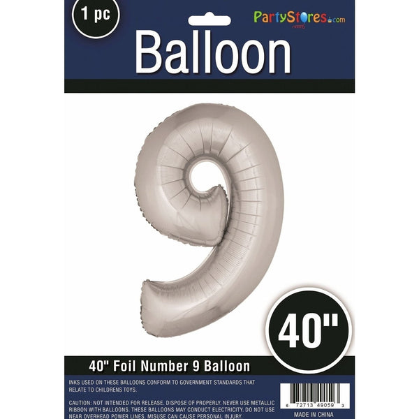 Foil Balloon - Jumbo Z Silver Number 9