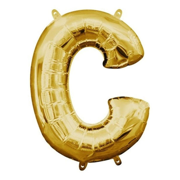 Foil Balloon - Mini Letter Gold C 16 Inch Air-Filled Only
