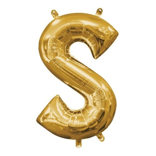 Foil Balloon - Mini Letter Gold S 16 Inch Air-Filled Only