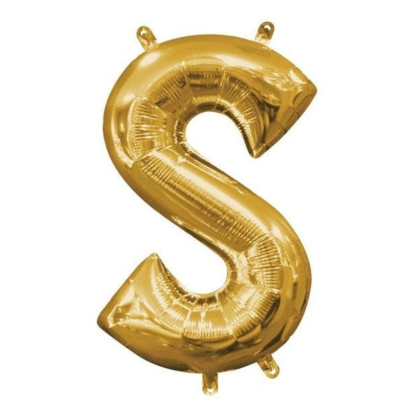 Foil Balloon - Mini Letter Gold S 16 Inch Air-Filled Only