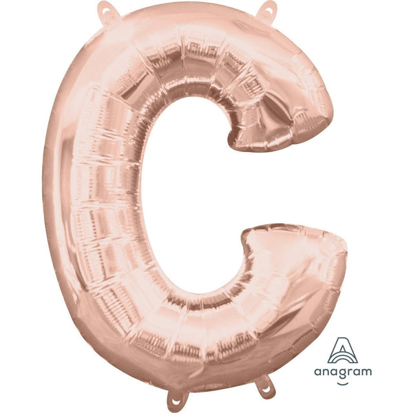 Foil Balloon - Mini Letter Rose Gold C 16 Inch Air-Filled Only