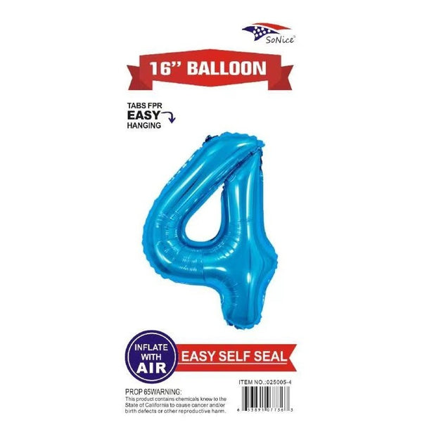 Foil Balloon - Mini Number Light Blue 4