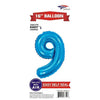 Foil Balloon - Mini Number Light Blue 9