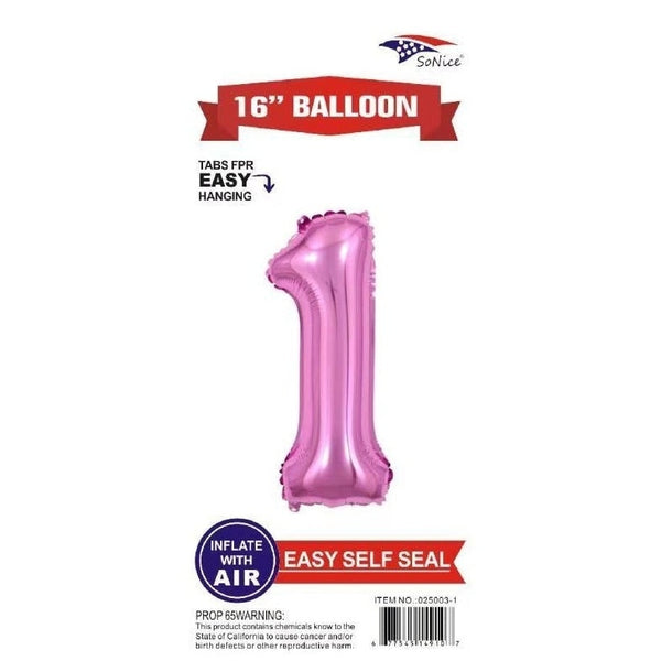 Foil Balloon - Mini Number Light Pink 1