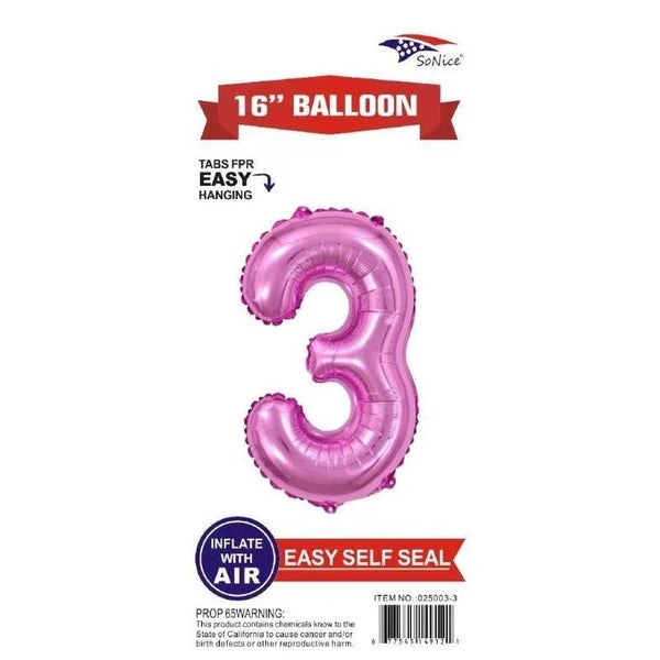 Foil Balloon - Mini Number Light Pink 3