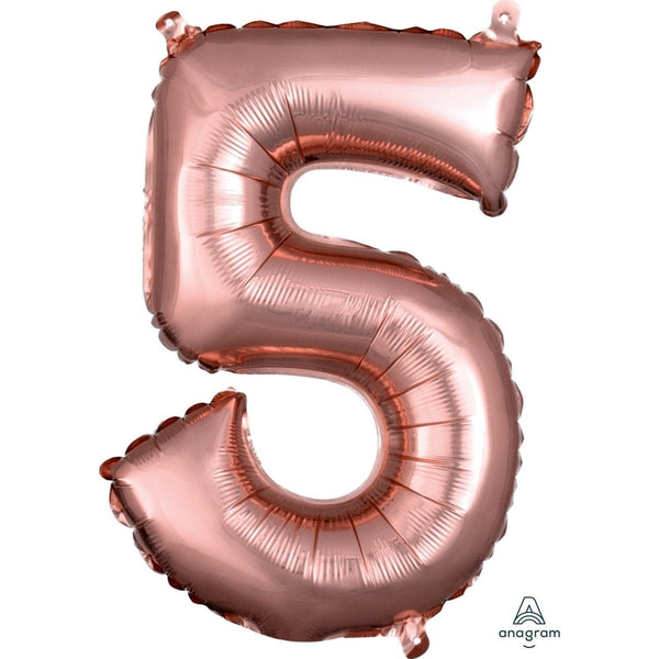 Foil Balloon - Mini Number Rose Gold 5 16 Inch Air-Filled Only
