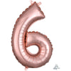 Foil Balloon - Mini Number Rose Gold 6 16 Inch Air-Filled Only