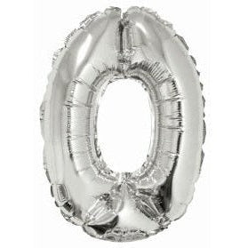 Foil Balloon - Mini Number Silver 0 16 Inch Air-Filled Only, Not Packaged