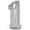 Foil Balloon - Mini Number Silver 1 16 Inch Air-Filled Only, Not Packaged