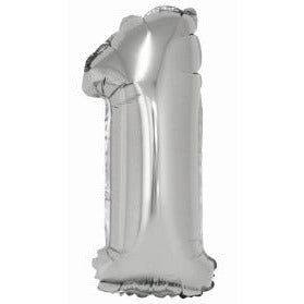 Foil Balloon - Mini Number Silver 1 16 Inch Air-Filled Only, Not Packaged