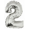 Foil Balloon - Mini Number Silver 2 16 Inch Air-Filled Only, Not Packaged