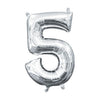 Foil Balloon - Mini Number Silver 5 16 Inch Air-Filled Only
