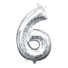 Foil Balloon - Mini Number Silver 6 16 Inch Air-Filled Only
